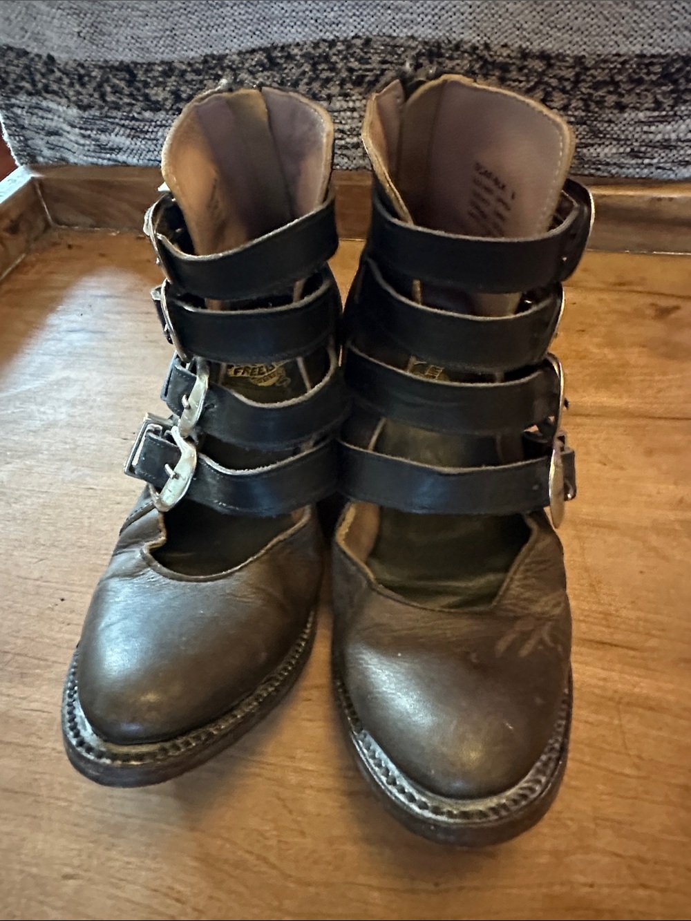 Freebird by Steven Black distressed Leather Multi-Strap Buckle Ankle Boots